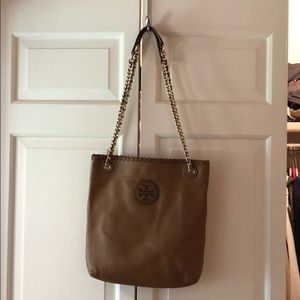 Tory Burch Marion Whipstitch Leather Bag GUC